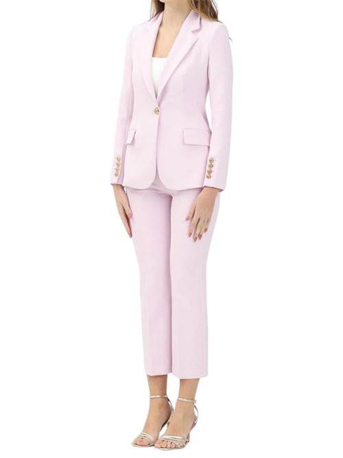 Tailleur pantalone monopetto in crepe rosa Elisabetta Franchi | TP00151E2544